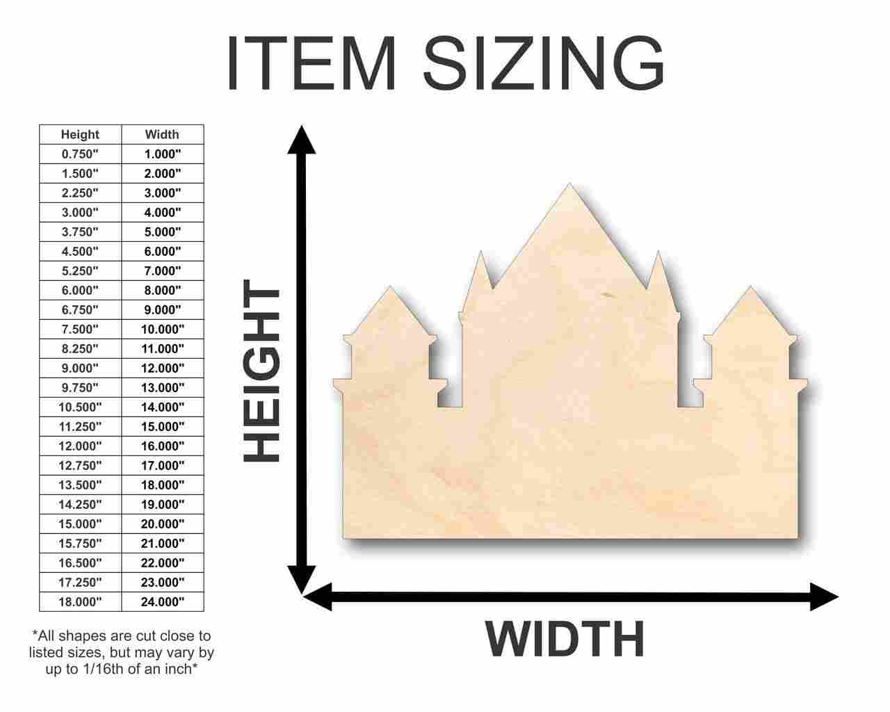 Unfinished Wooden Castle Shape - Middle Ages - Craft - up to 24" DIY-24 Hour Crafts