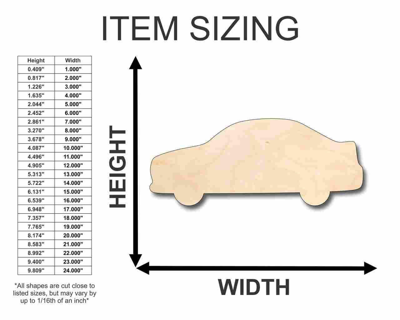 Unfinished Wooden Car Shape - Craft - up to 24" DIY-24 Hour Crafts