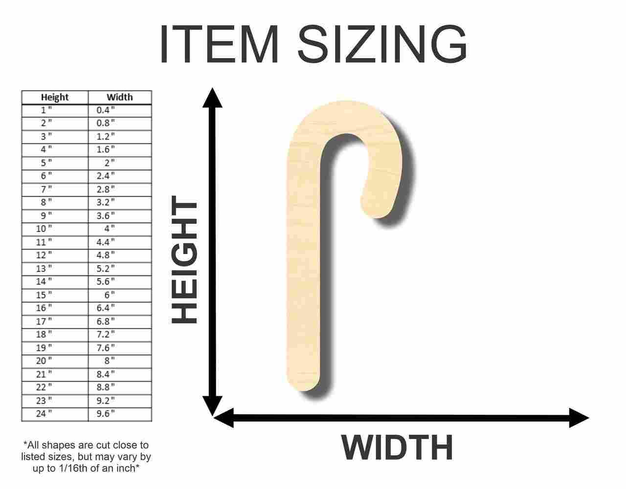 Unfinished Wooden Candy Cane Shape - Christmas - Craft - up to 24" DIY-24 Hour Crafts