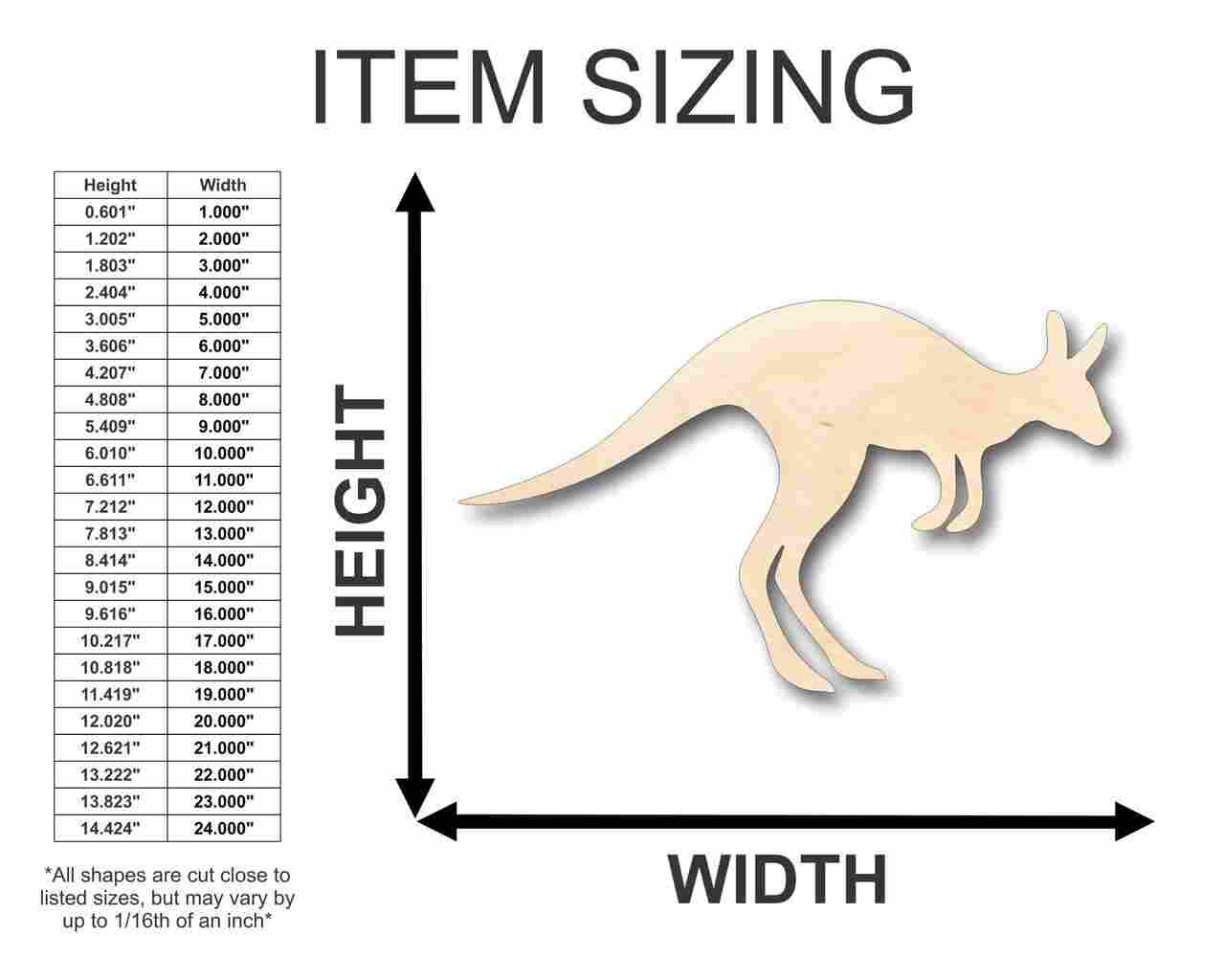 Unfinished Wooden Kangaroo Shape - Animal - Craft - up to 24" DIY-24 Hour Crafts