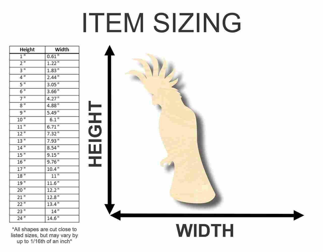 Unfinished Wooden Cockatoo Shape - Animal - Wildlife - Pet - Craft - up to 24" DIY-24 Hour Crafts