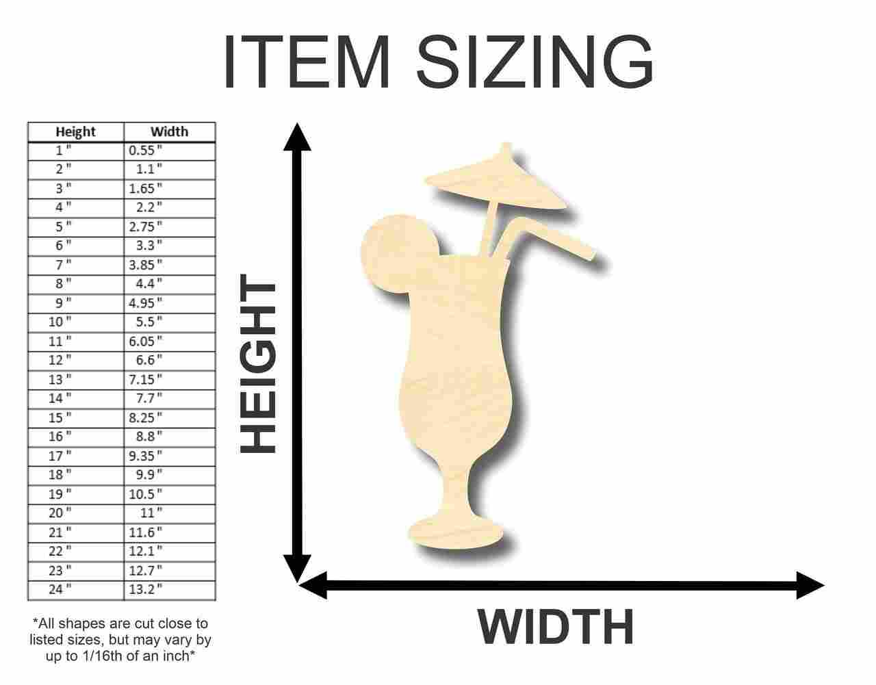 Unfinished Wooden Cocktail Shape - Bar - Craft - up to 24" DIY-24 Hour Crafts