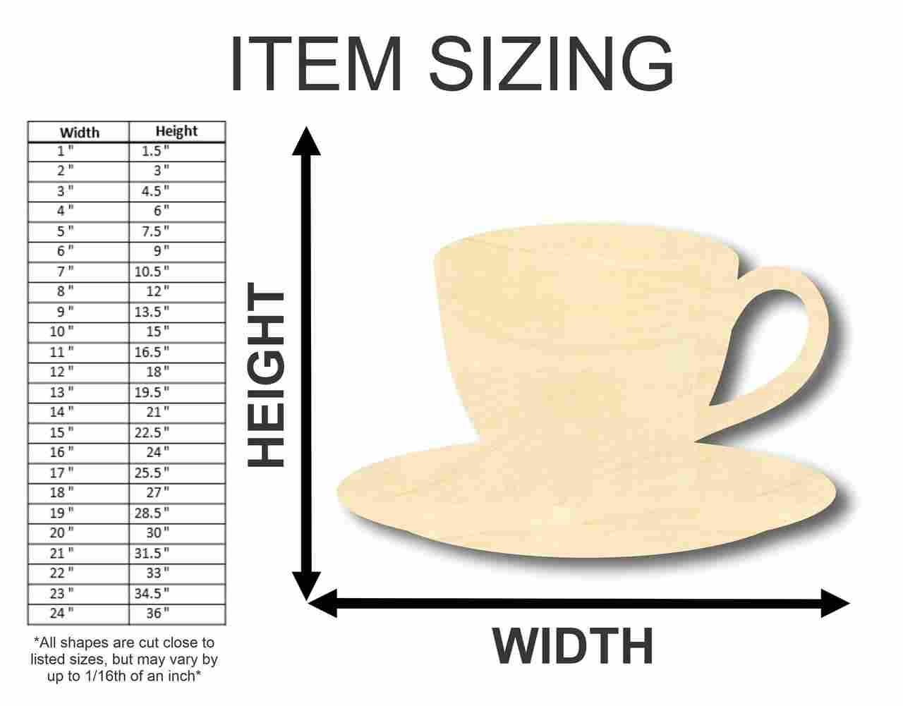 Unfinished Wooden Cup of Tea Shape - Kitchen - Craft - up to 24" DIY-24 Hour Crafts