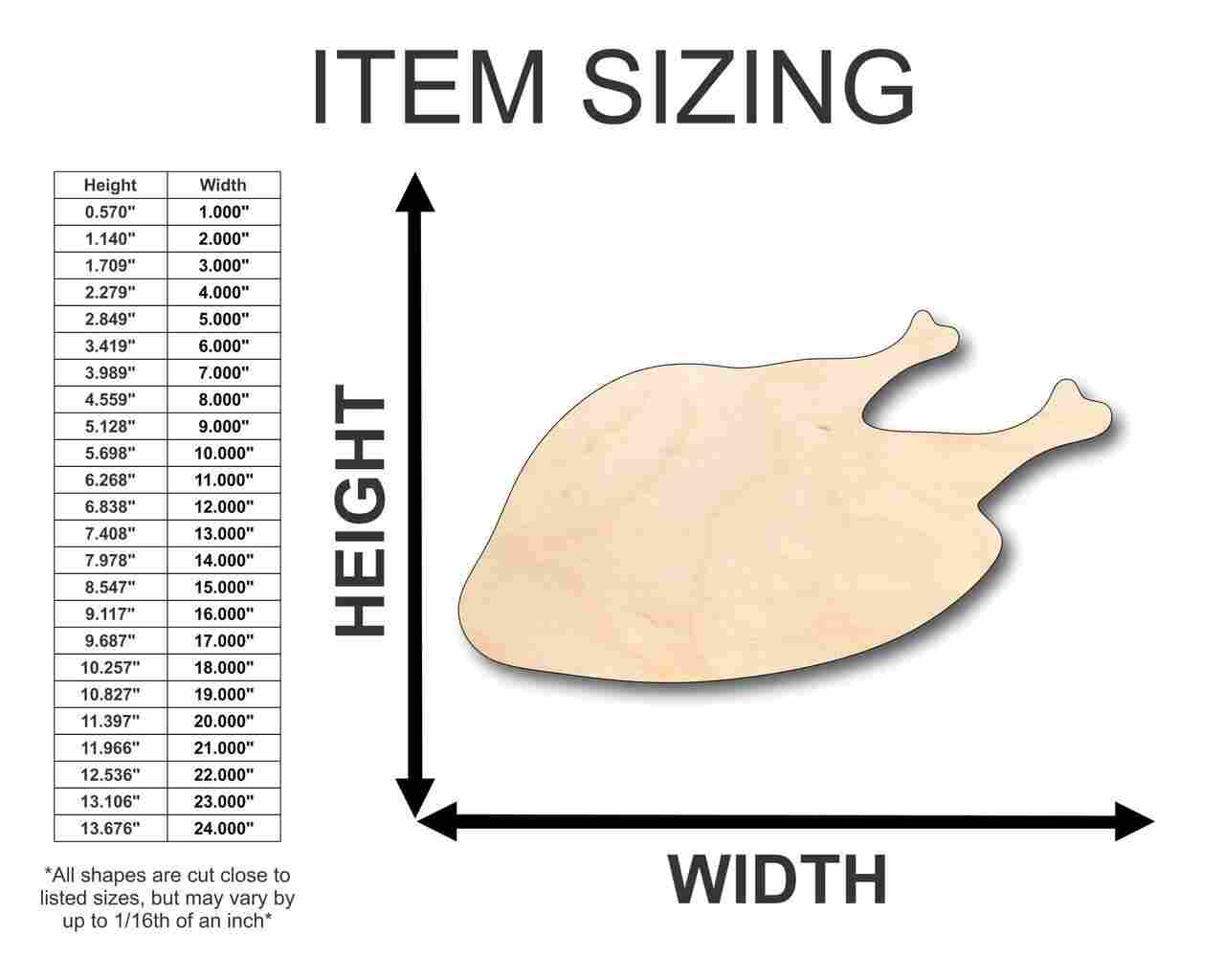 Unfinished Wooden Cooked Turkey Shape - Thanksgiving - Kitchen - Food - Craft - up to 24" DIY-24 Hour Crafts