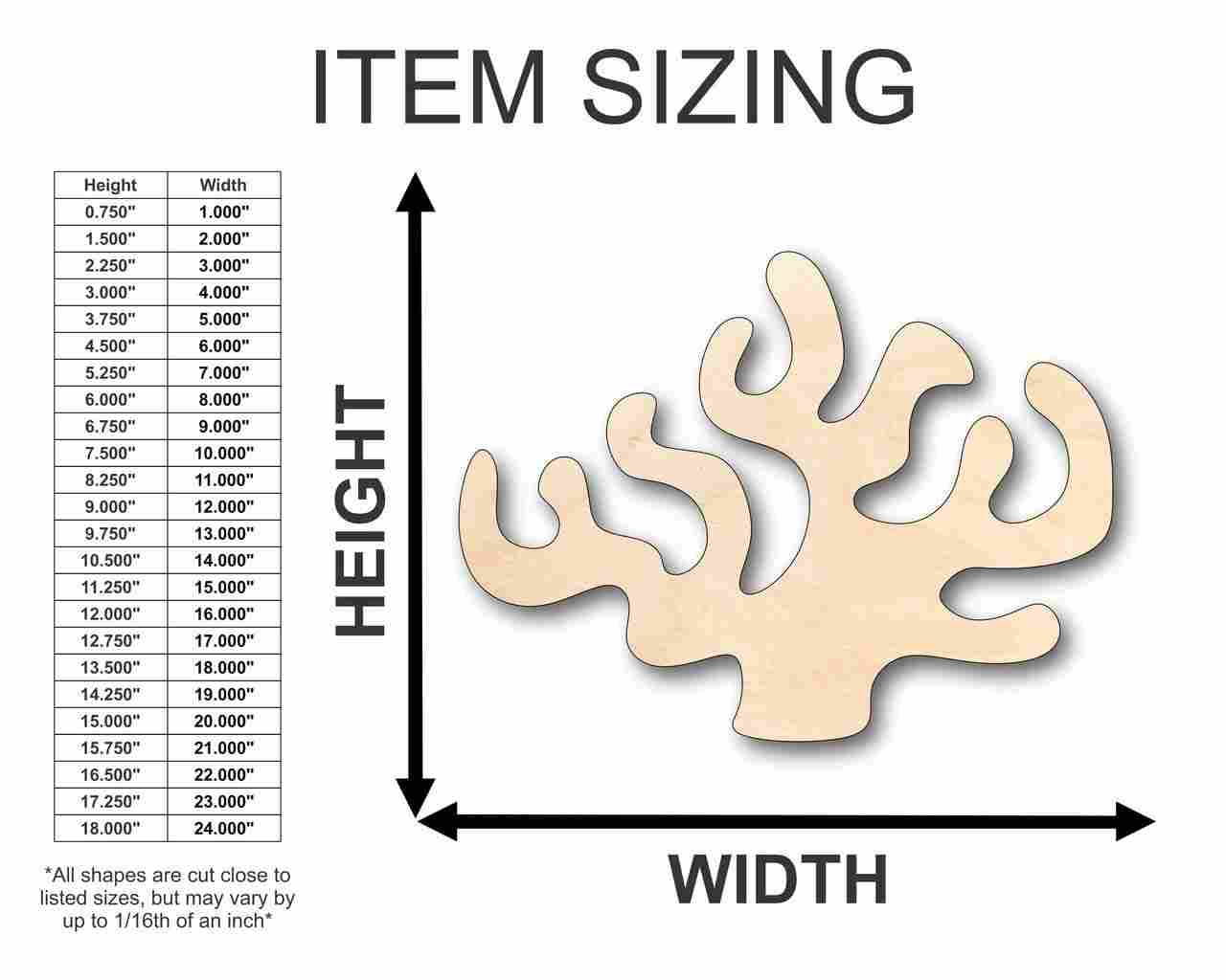 Unfinished Wooden Coral Shape - Ocean - Nursery - Craft - up to 24" DIY-24 Hour Crafts