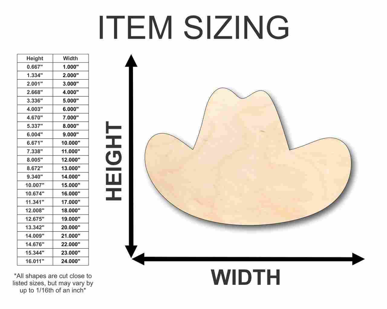 Unfinished Wooden Cowboy Hat Shape - Western - Craft - up to 24" DIY-24 Hour Crafts