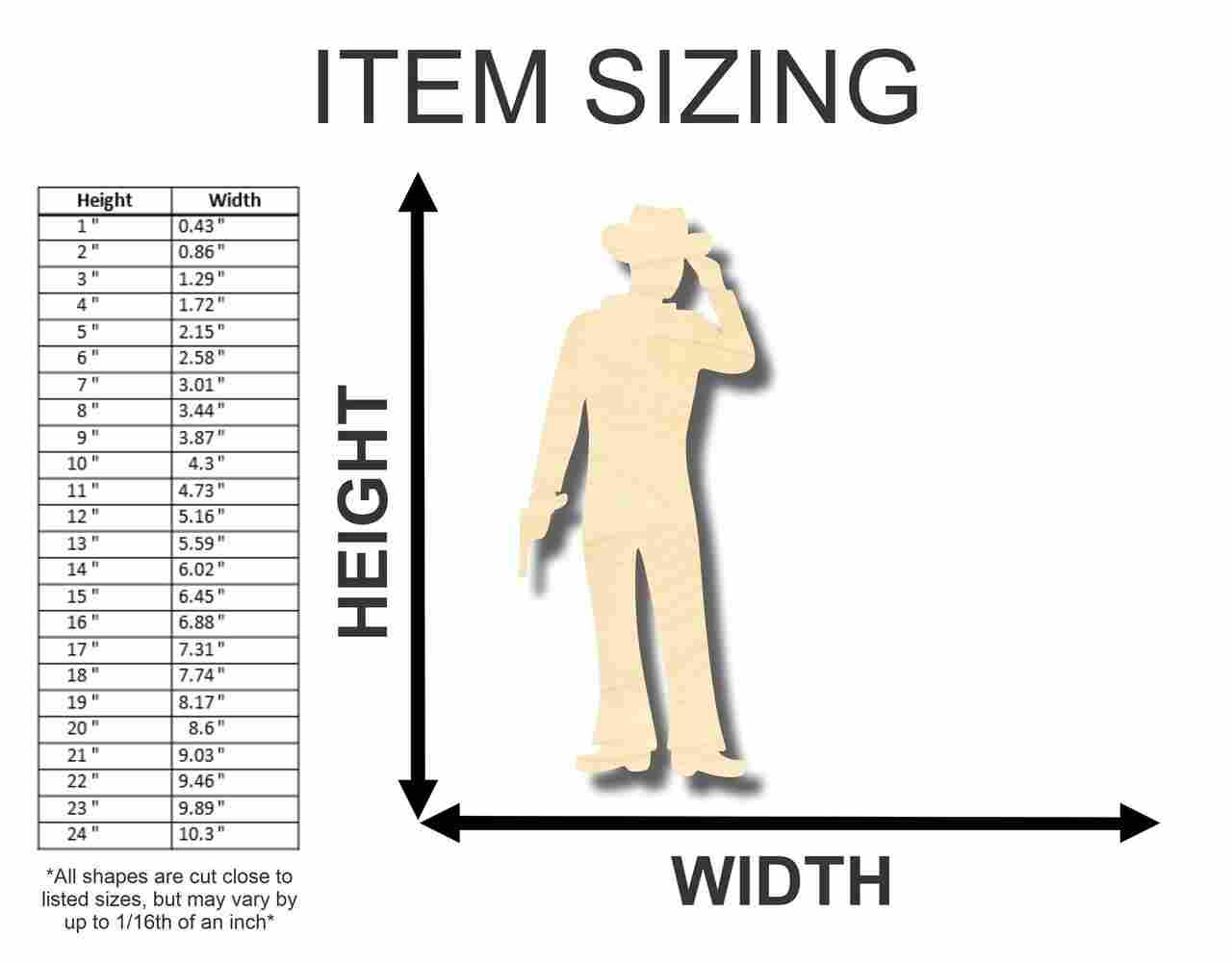 Unfinished Wooden Cowboy Shape - Western - Craft - up to 24" DIY-24 Hour Crafts