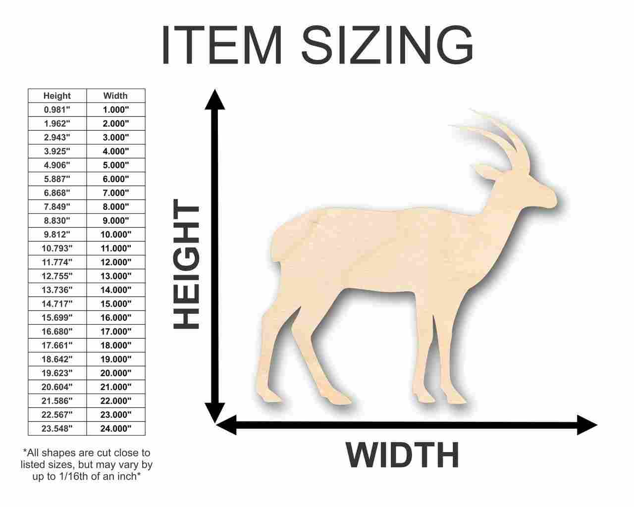 Unfinished Wooden Antelope Shape - Animal - Wildlife - Craft - up to 24" DIY-24 Hour Crafts