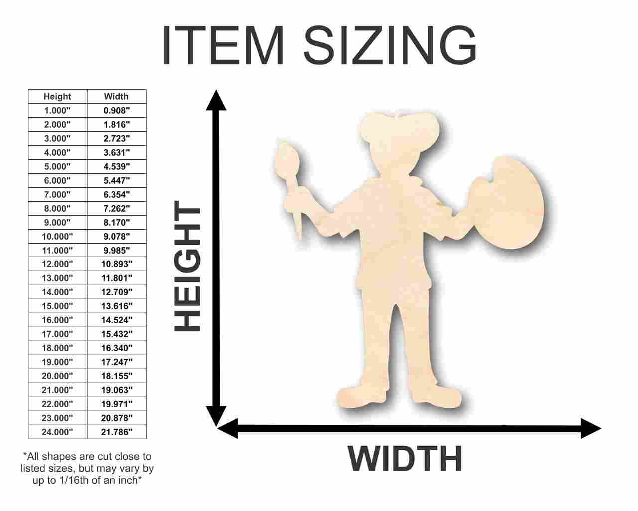 Unfinished Wooden Artist Painting Shape - Craft - up to 24" DIY-24 Hour Crafts