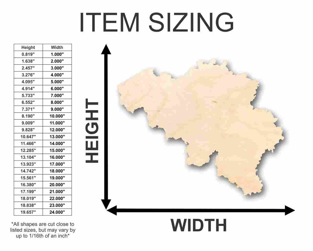 Unfinished Wooden Belgium Shape - Country - Craft - up to 24" DIY-24 Hour Crafts