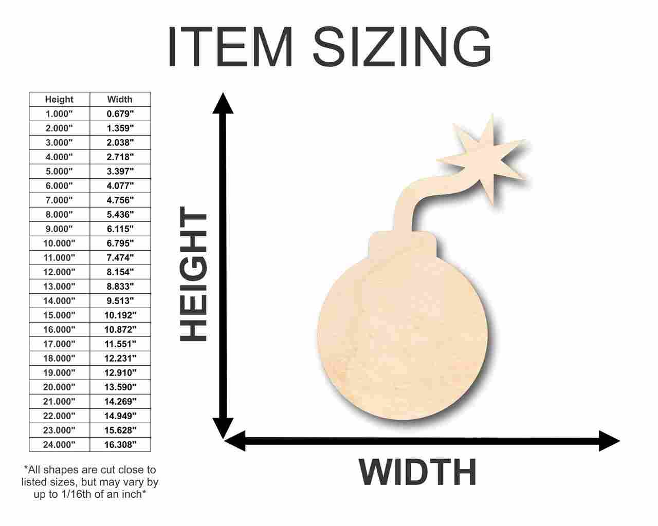 Unfinished Wooden Bomb Shape - Craft - up to 24" DIY-24 Hour Crafts