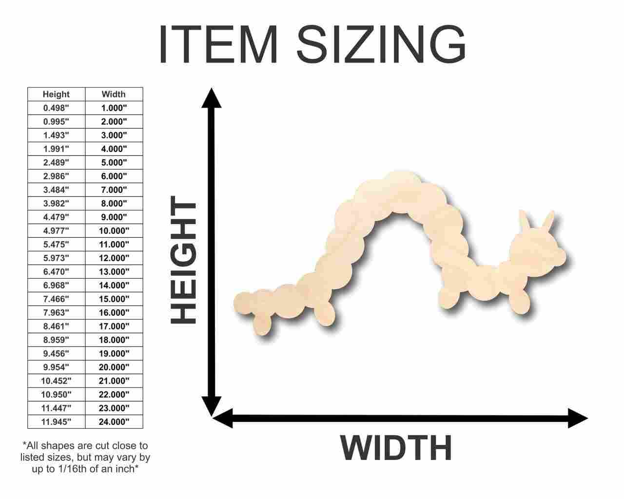 Unfinished Wooden Caterpillar Shape - Insect - Animal - Wildlife - Craft - up to 24" DIY-24 Hour Crafts