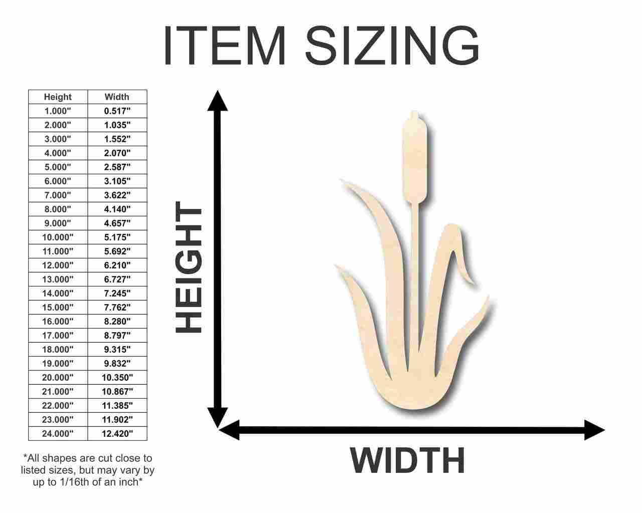 Unfinished Wooden Cattail Shape - Plant - Craft - up to 24" DIY-24 Hour Crafts