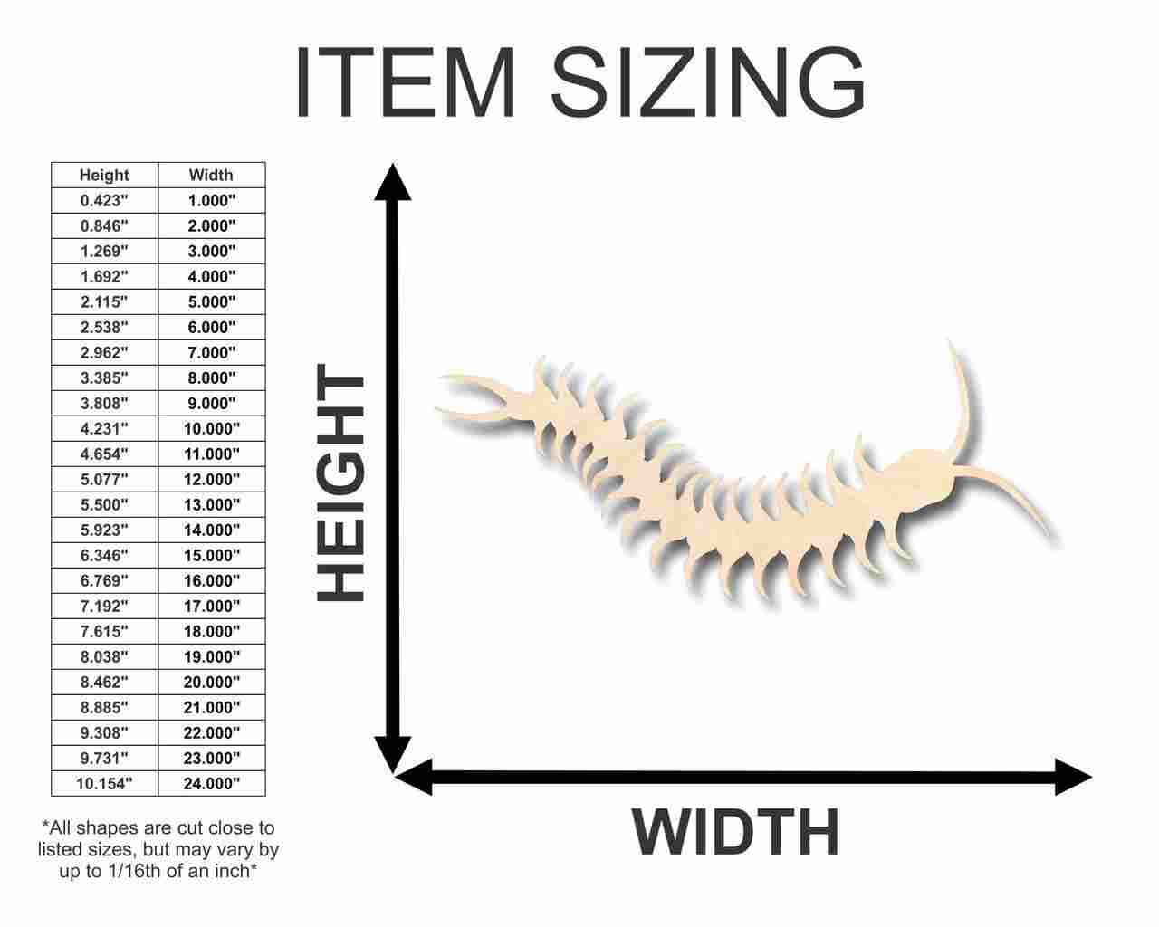 Unfinished Wooden Centipede Shape - Insect - Wildlife - Craft - up to 24" DIY-24 Hour Crafts