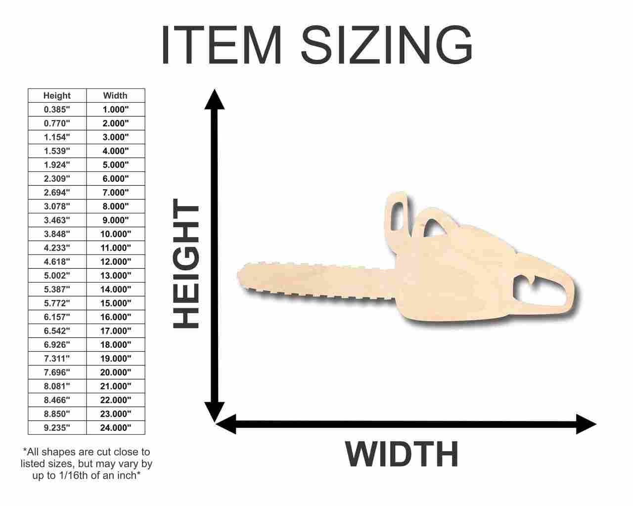 Unfinished Wooden Chainsaw Shape - Tool - Craft - up to 24" DIY-24 Hour Crafts