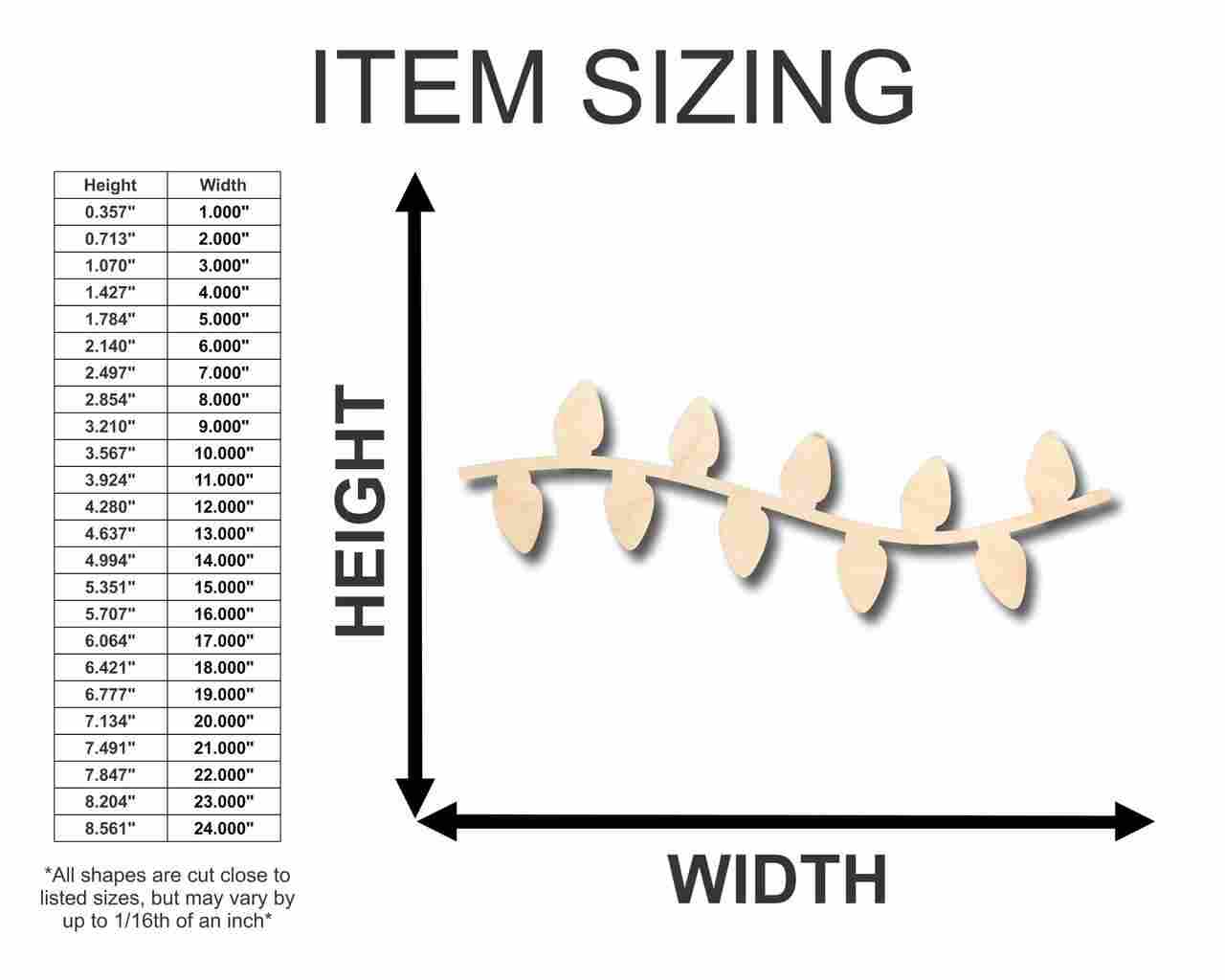 Unfinished Wooden String of Lights Shape - Christmas - Craft - up to 24" DIY-24 Hour Crafts