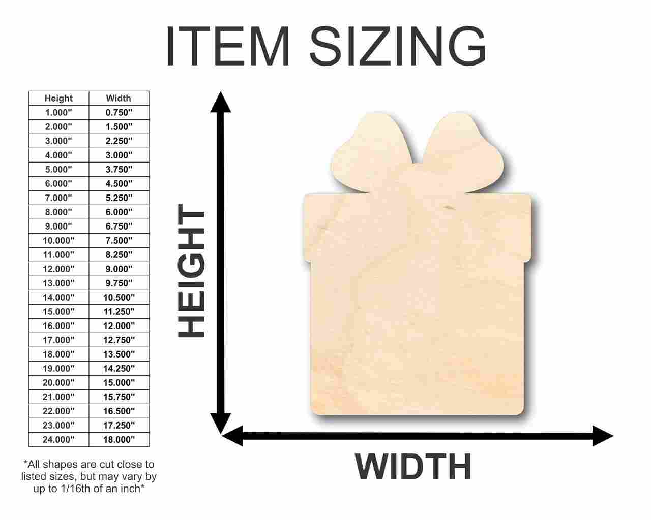 Unfinished Wooden Present Gift Shape - Christmas - Birthday - Craft - up to 24" DIY-24 Hour Crafts