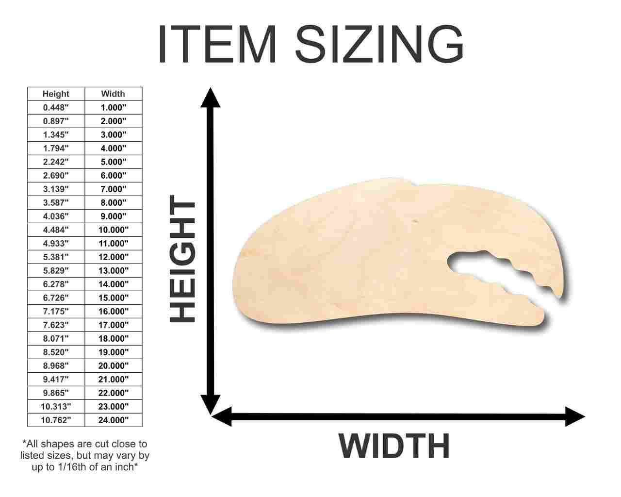 Unfinished Wooden Crab Claw Shape - Ocean - Nursery - Craft - up to 24" DIY-24 Hour Crafts