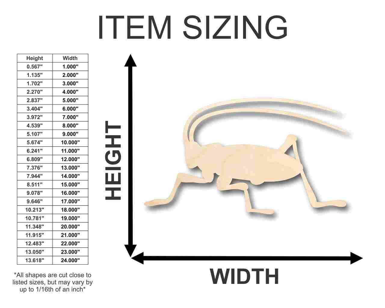 Unfinished Wooden Cricket Shape - Insect - Wildlife - Craft - up to 24" DIY-24 Hour Crafts