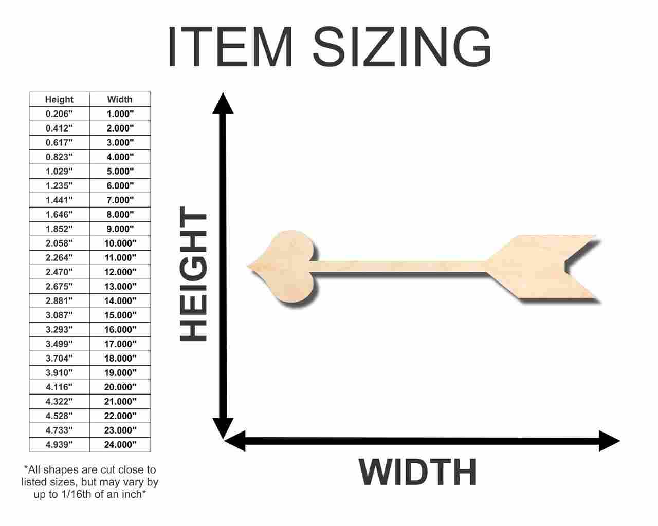 Unfinished Wooden Cupid Arrow Shape - Valentine's - Love - Craft - up to 24" DIY-24 Hour Crafts