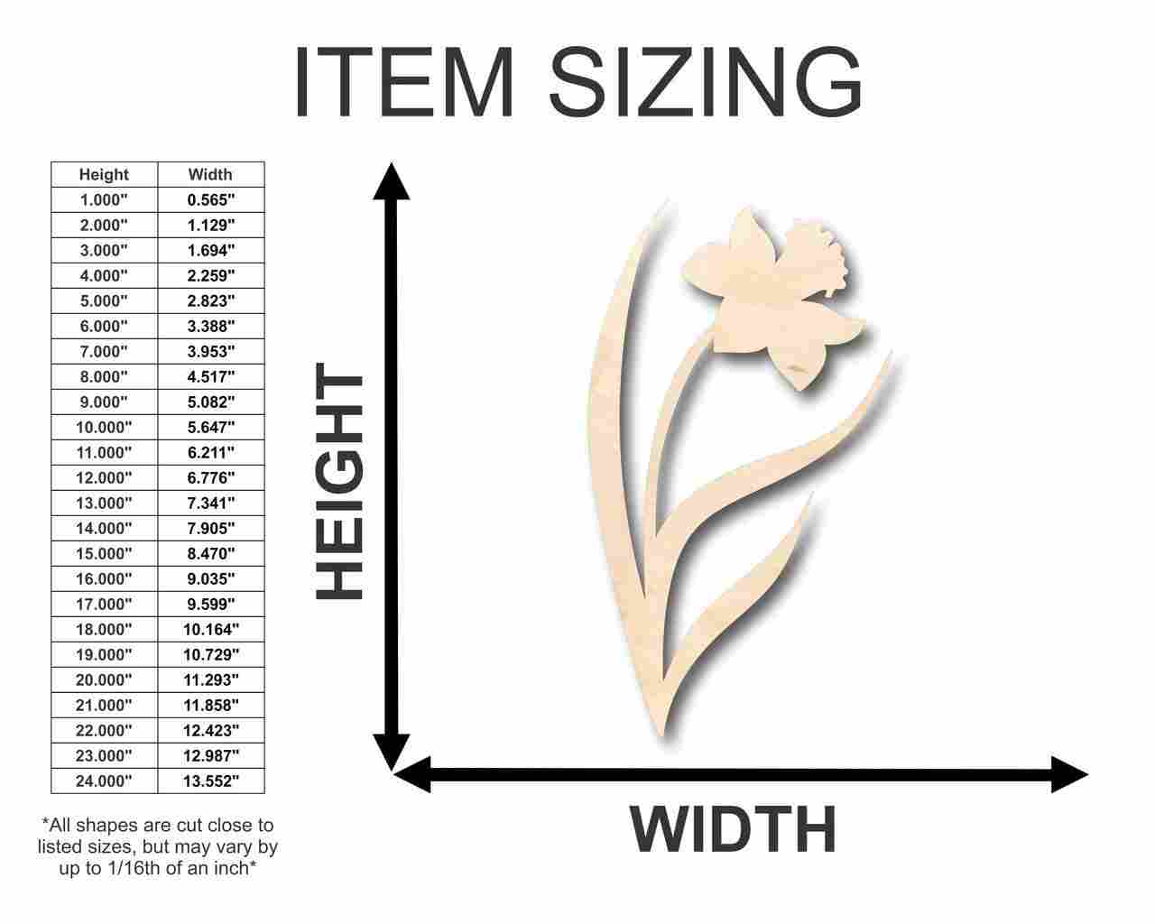 Unfinished Wooden Daffodil Shape - Spring - Flower - Craft - up to 24" DIY-24 Hour Crafts