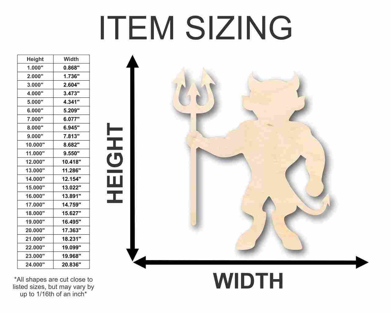 Unfinished Wooden Devil Shape - Craft - up to 24" DIY-24 Hour Crafts