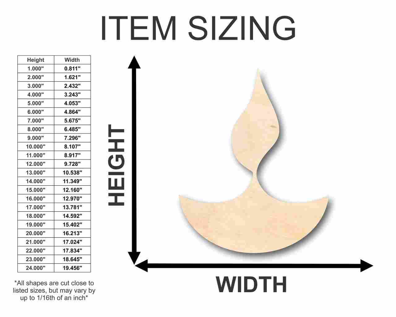 Unfinished Wooden Diwali Shape - Craft - up to 24" DIY-24 Hour Crafts