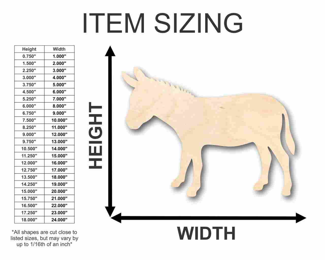 Unfinished Wooden Donkey Shape - Animal - Craft - up to 24" DIY-24 Hour Crafts
