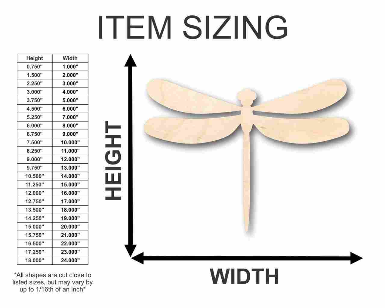 Unfinished Wooden Dragonfly Shape - Insect - Wildlife - Craft - up to 24" DIY-24 Hour Crafts