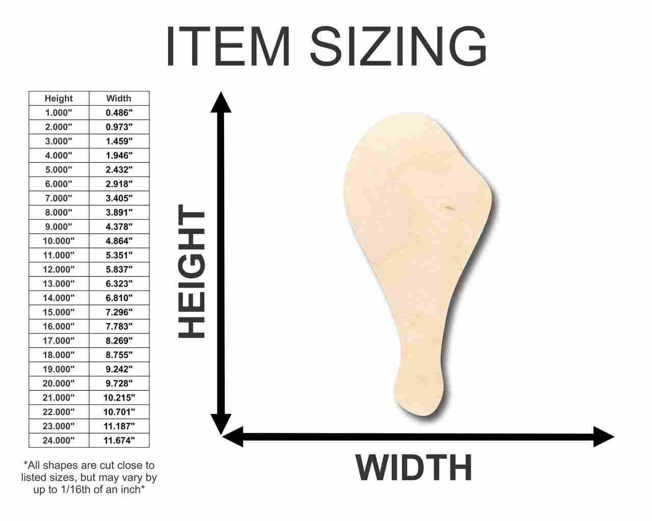 Unfinished Wooden Drumstick Shape - Kitchen - Food - Craft - up to 24" DIY-24 Hour Crafts