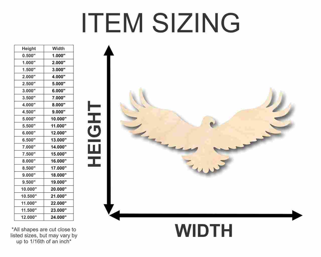 Unfinished Wooden Eagle Shape - Animal - Wildlife - Craft - up to 24" DIY-24 Hour Crafts