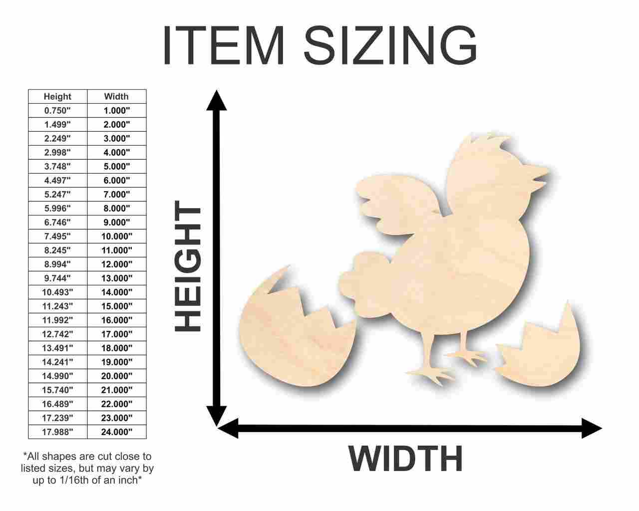 Unfinished Wooden Easter Peep Chick Egg Shape - Craft - up to 24" DIY-24 Hour Crafts