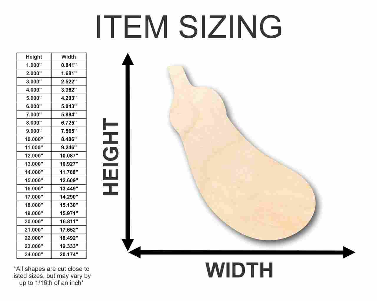 Unfinished Wooden Eggplant Shape - Kitchen - Food - Craft - up to 24" DIY-24 Hour Crafts