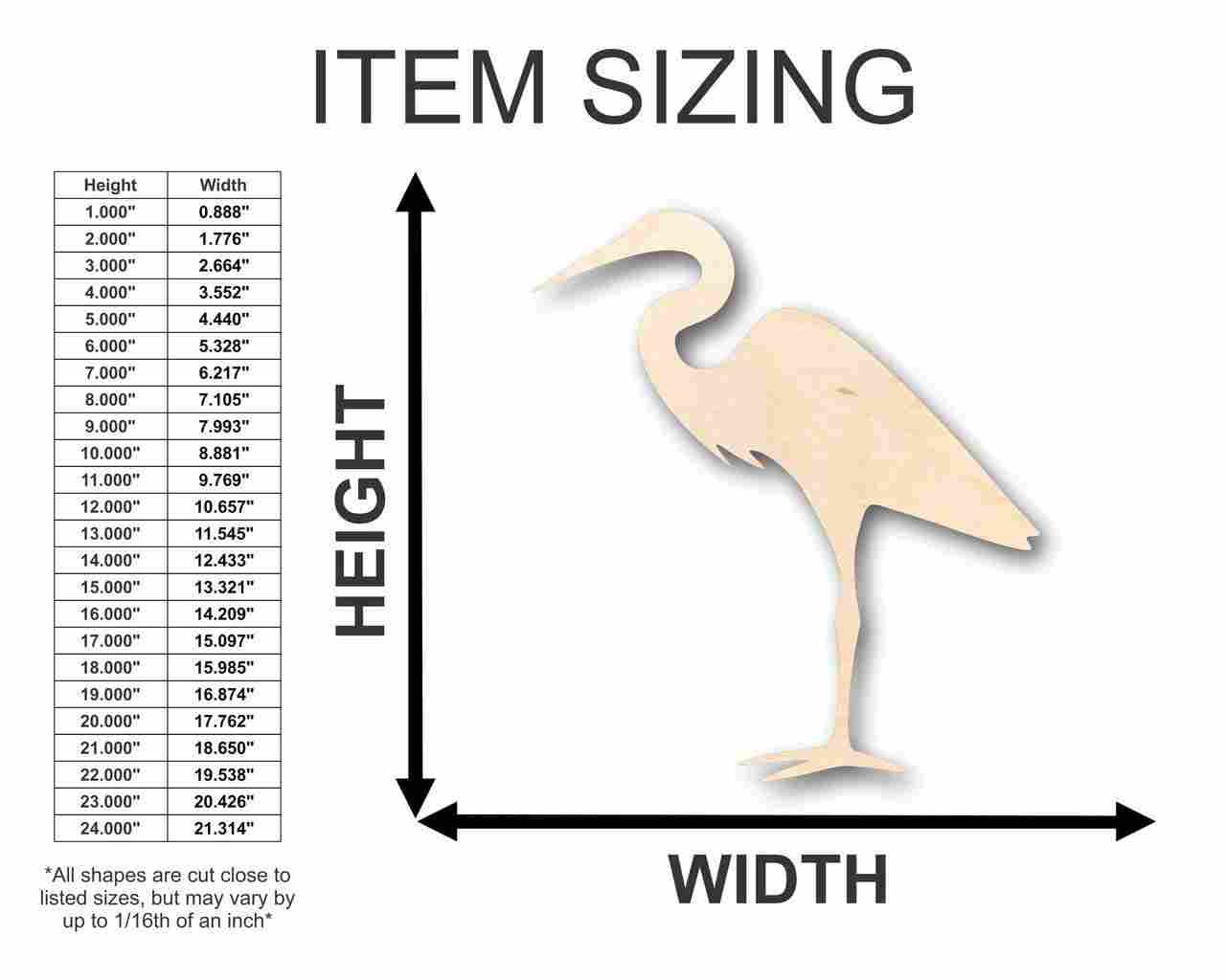 Unfinished Wooden Egret Shape - Animal - Wildlife - Craft - up to 24" DIY-24 Hour Crafts