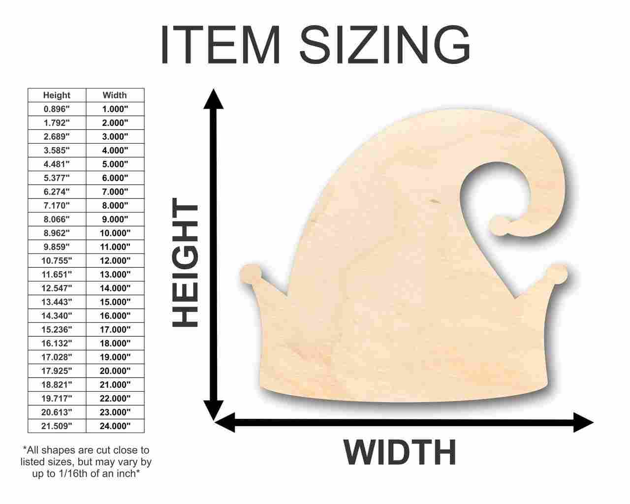 Unfinished Wooden Elf Hat Shape - Christmas - Ornament - Craft - up to 24" DIY-24 Hour Crafts