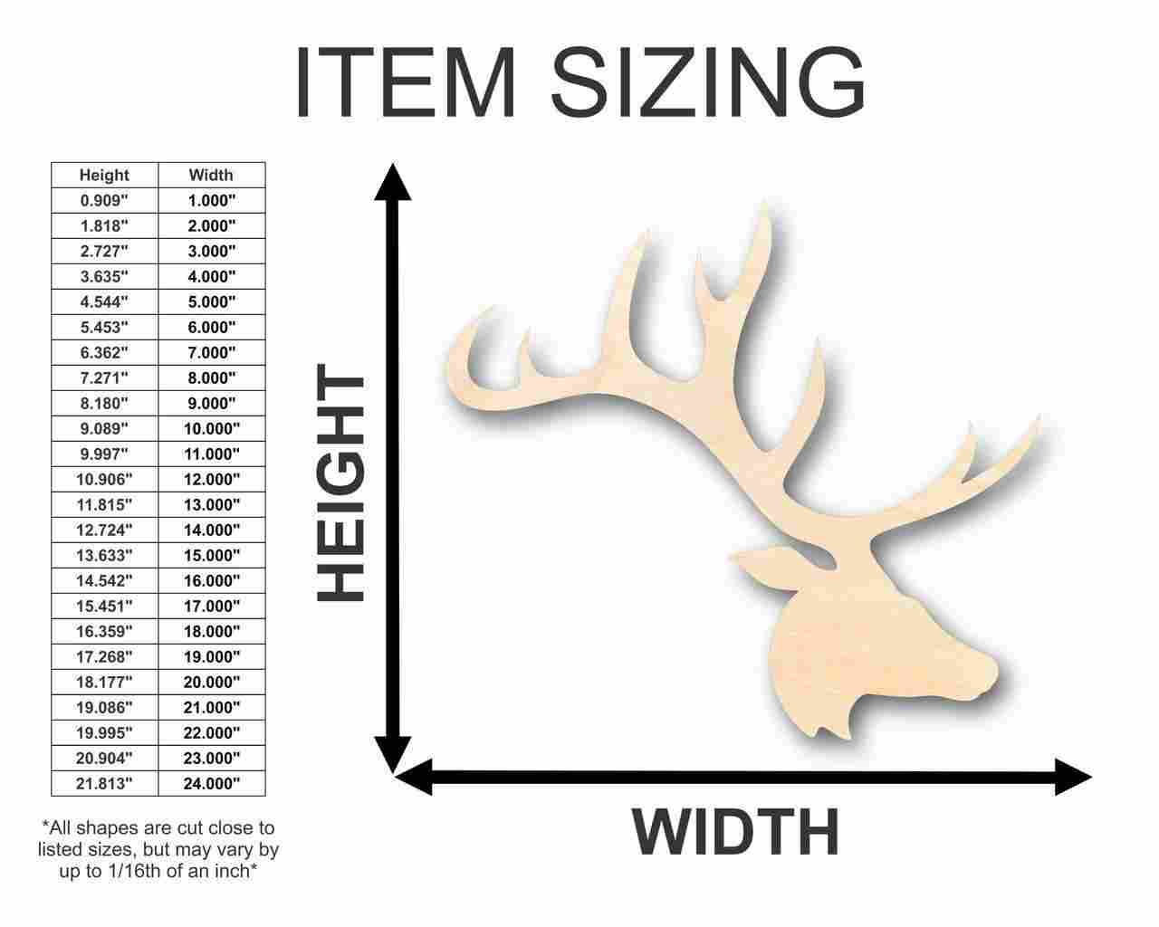 Unfinished Wooden Elk Head Antlers Shape - Animal - Wildlife - Craft - up to 24" DIY-24 Hour Crafts