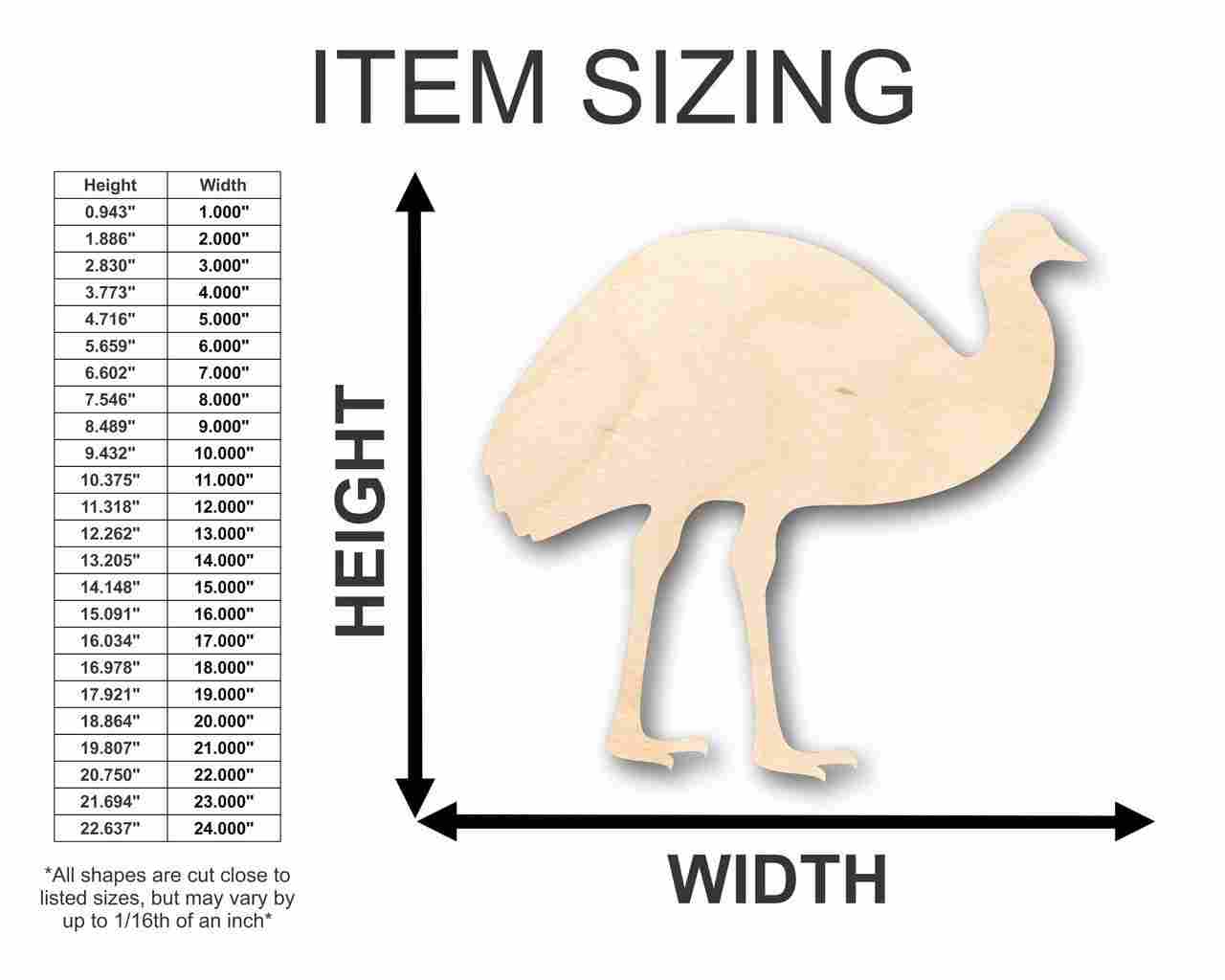 Unfinished Wooden Emu Shape - Animal - Wildlife - Craft - up to 24" DIY-24 Hour Crafts