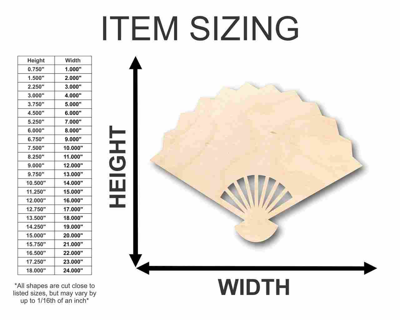 Unfinished Wooden Fan Shape - Asian - Craft - up to 24" DIY-24 Hour Crafts