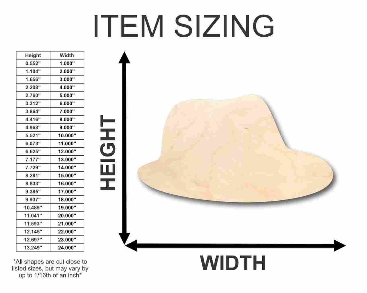 Unfinished Wooden Fedora Shape - Hat - Craft - up to 24" DIY-24 Hour Crafts