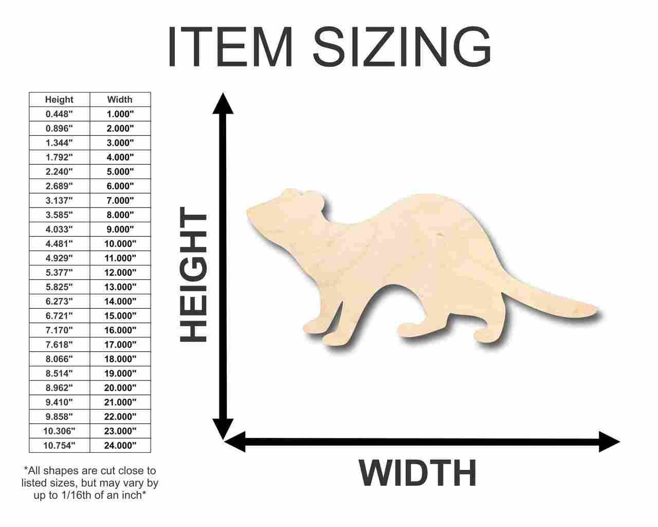 Unfinished Wooden Ferret Shape - Animal - Craft - up to 24" DIY-24 Hour Crafts