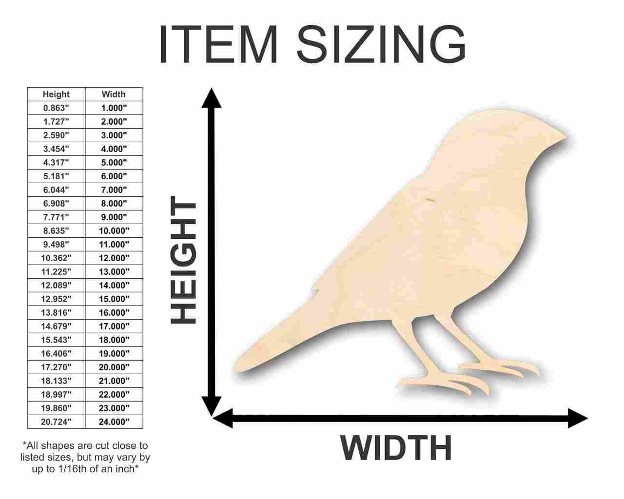 Unfinished Wooden Finch Shape - Animal - Bird - Wildlife - Craft - up to 24" DIY-24 Hour Crafts