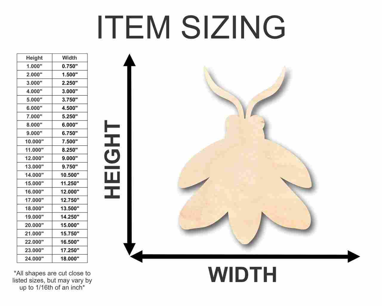 Unfinished Wooden Firefly Shape -Insect - Animal - Wildlife - Craft - up to 24" DIY-24 Hour Crafts