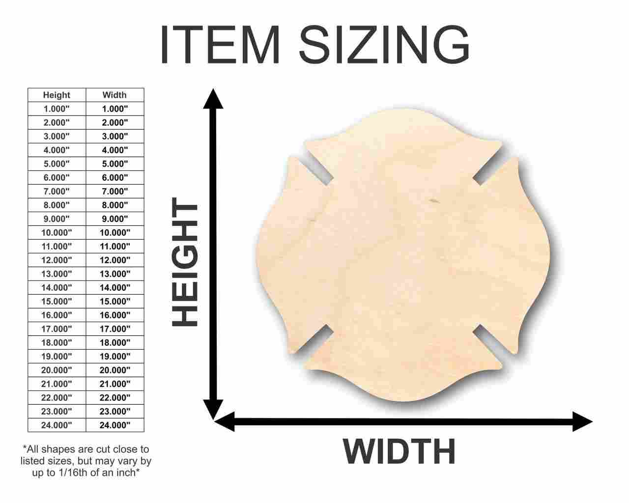 Unfinished Wooden Fireman's Badge Symbol Shape - Firefighter - Craft - up to 24" DIY-24 Hour Crafts