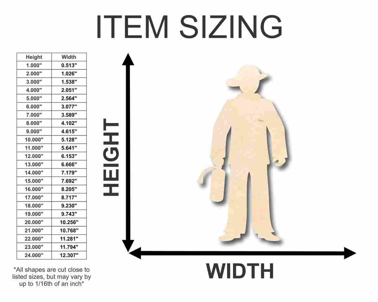 Unfinished Wooden Firefighter Fireman Shape - Craft - up to 24" DIY-24 Hour Crafts