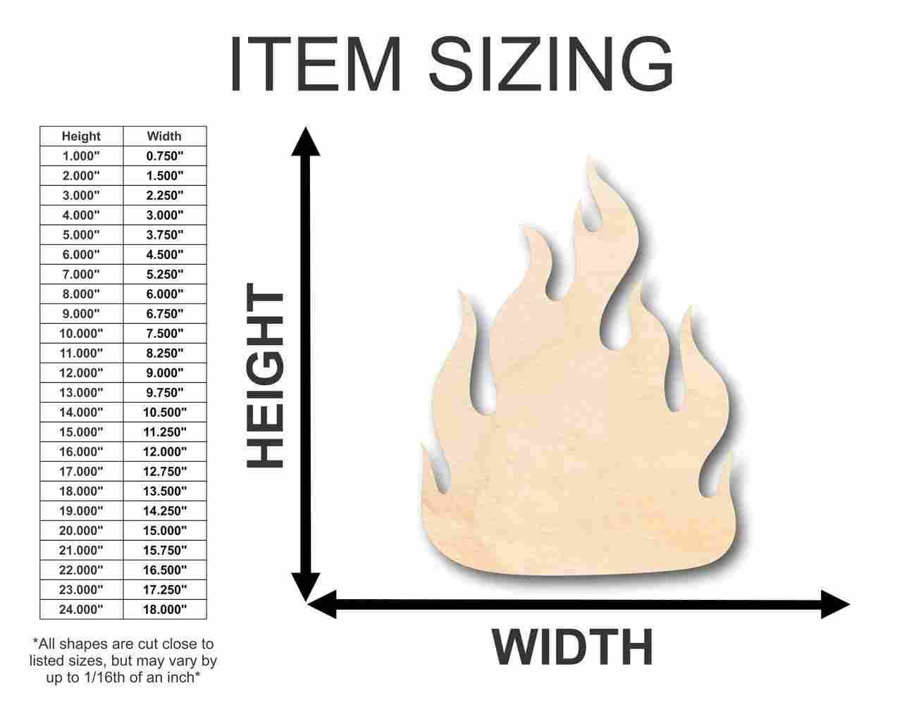 Unfinished Wooden Fire Shape - Firefighter - Craft - up to 24" DIY-24 Hour Crafts