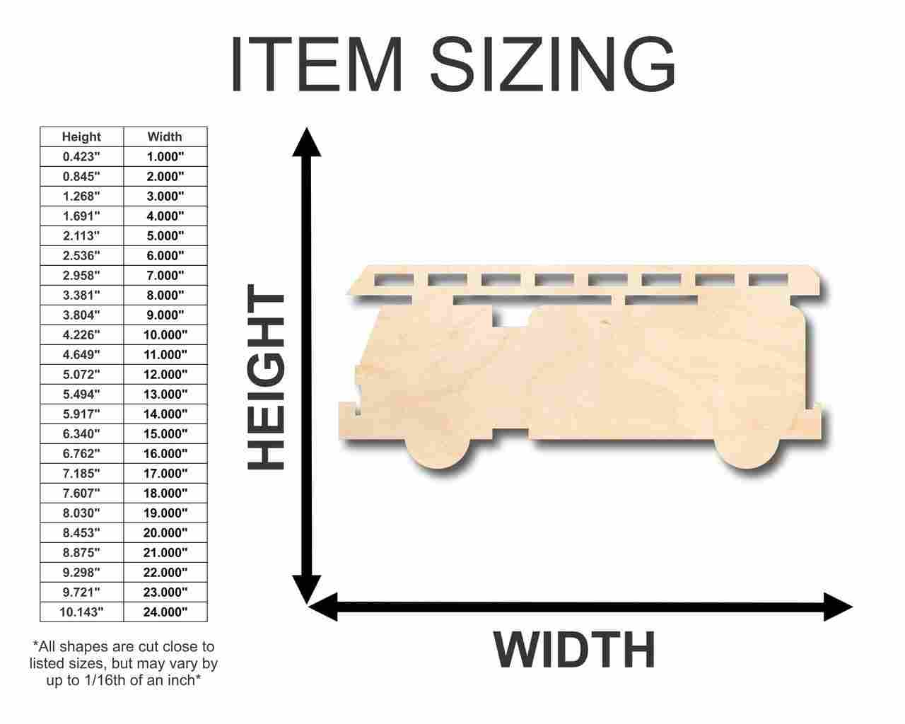 Unfinished Wooden Fire Truck Shape - Firefighter - Craft - up to 24" DIY-24 Hour Crafts