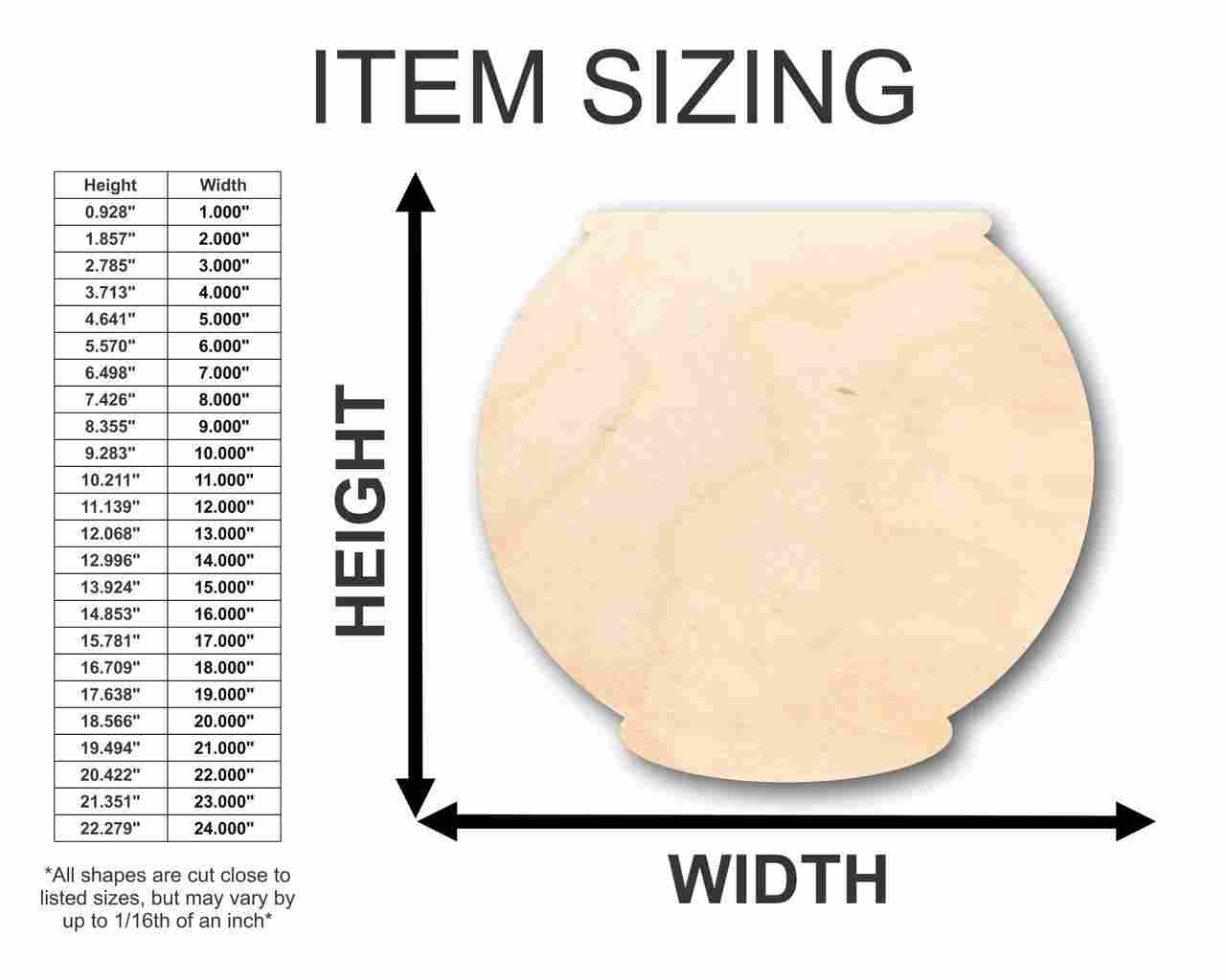 Unfinished Wooden Fish Bowl Shape - Pet Fish - Craft - up to 24" DIY-24 Hour Crafts