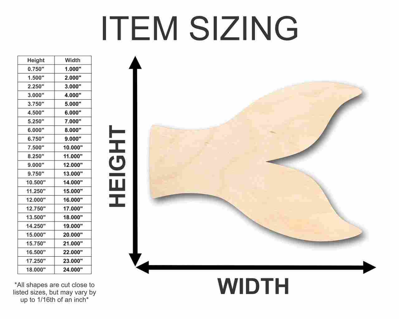 Unfinished Wooden Fish Tail Shape - Ocean - Animals - Craft - up to 24" DIY-24 Hour Crafts