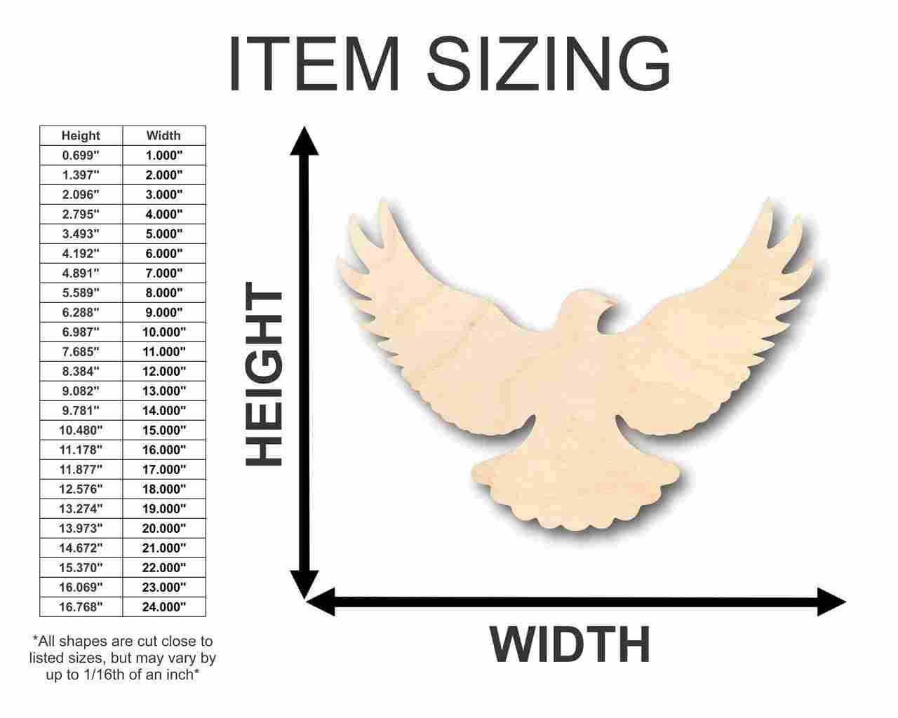 Unfinished Wooden Flying Dove Shape - Bird - Wildlife - Craft - up to 24" DIY-24 Hour Crafts