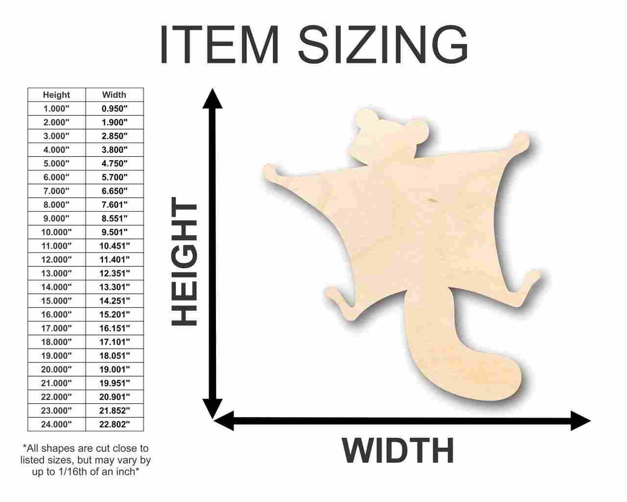 Unfinished Wooden Flying Squirrel Shape - Animal - Craft - up to 24" DIY-24 Hour Crafts